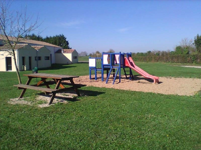 View of the games and a picnic table