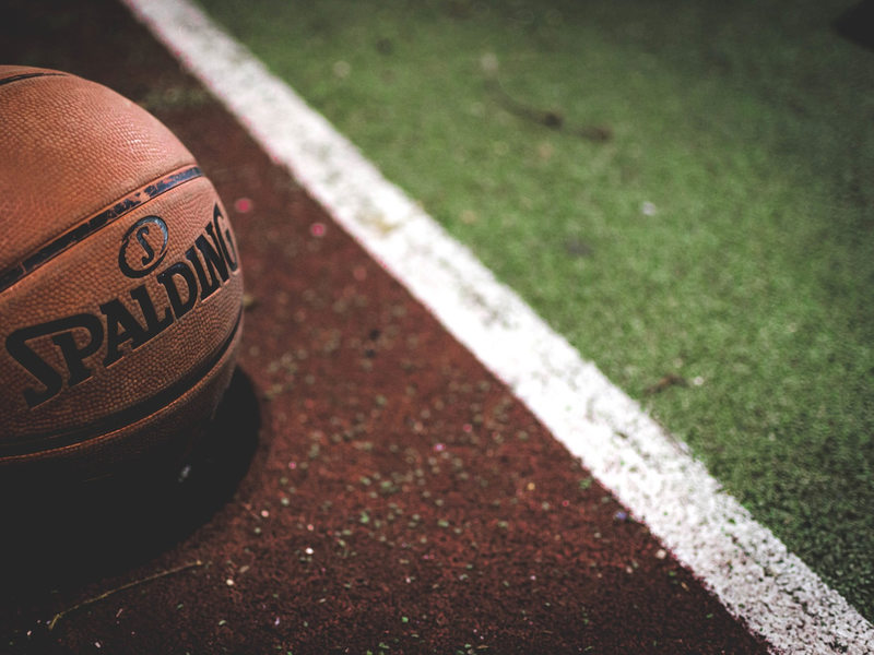 Basketball ball on court