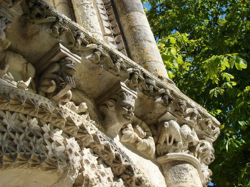 Carved motifs of the church of Surgères